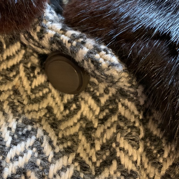 vtg 60s Wool jacket muskrat mink real fur collar short Coat M - Picture 13 of 14